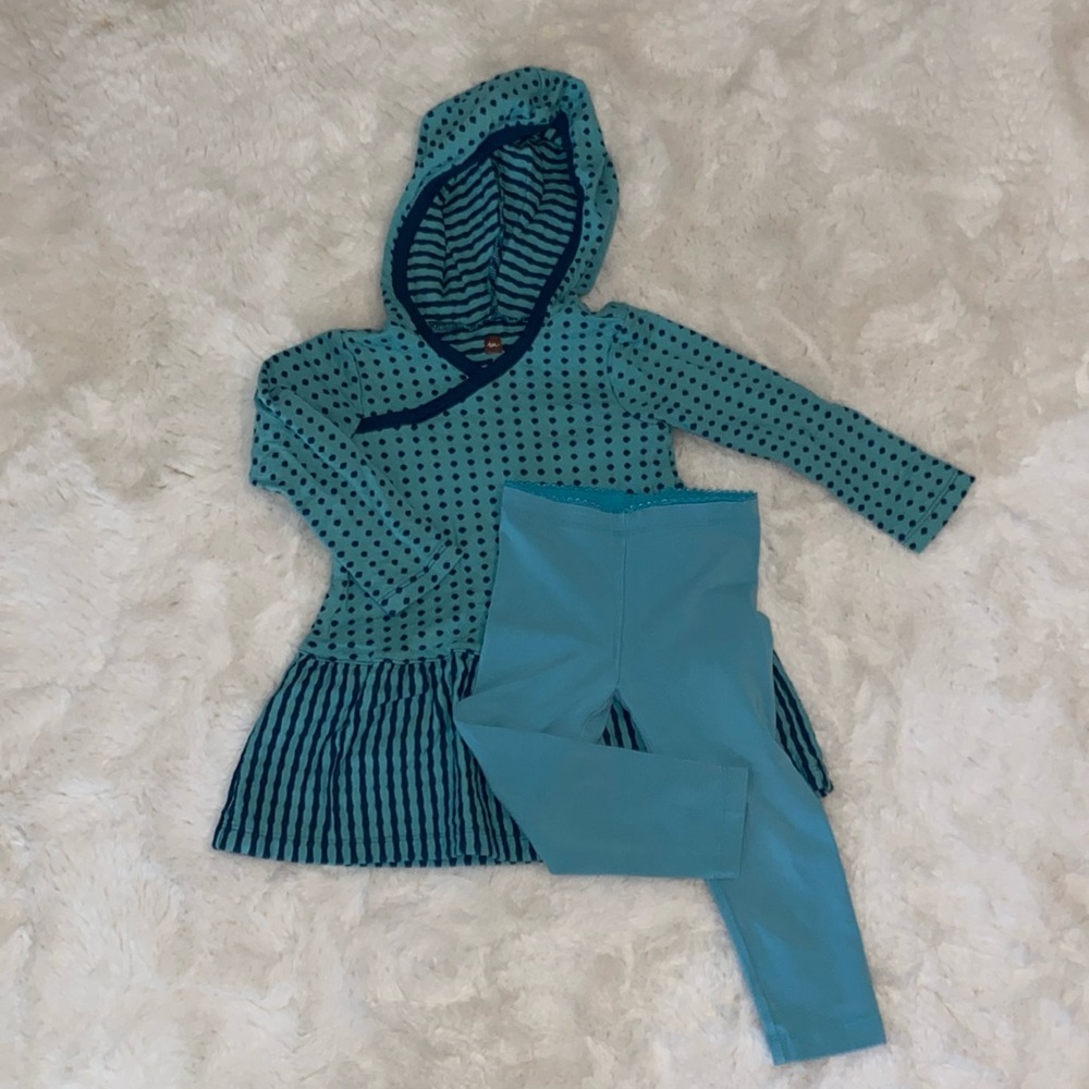 Tea Collection 2T Polka Dot Hooded Dress with Leggings
